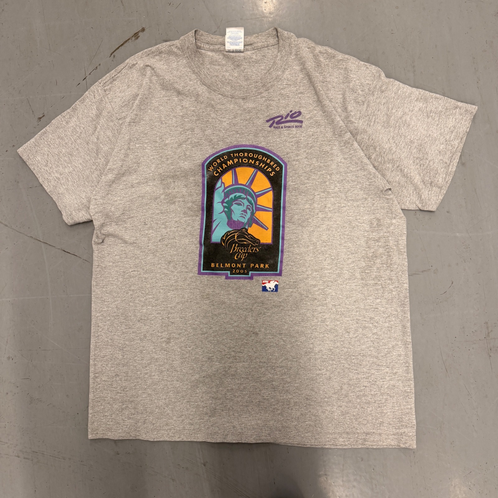 Gildan 2005 Breeders Cup Belmont Park Horse Racing TShirt Gray Xl Rio Sports